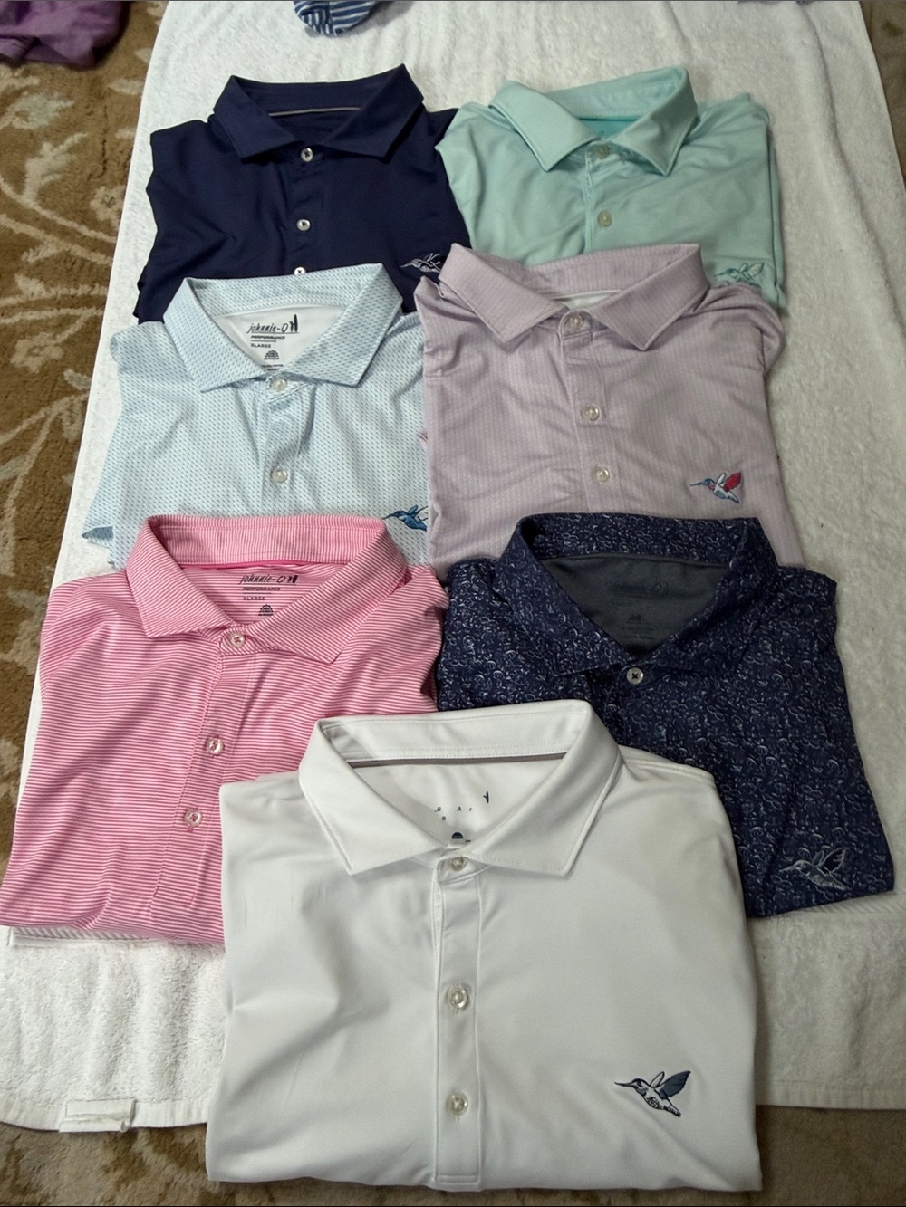 Lot of 7 Johnnie-O Men's XL Performance Polo Shirt - Short Sleeve - Picture 1 of 16